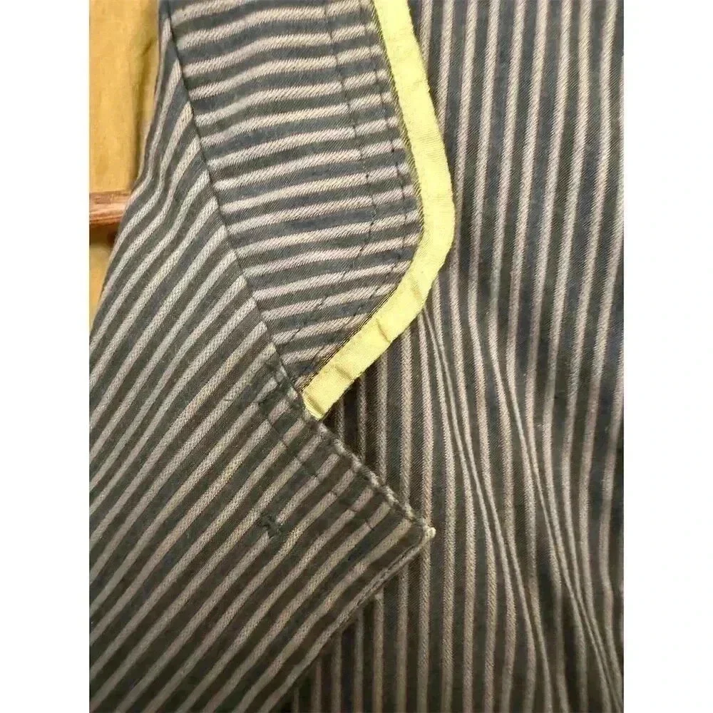 Apostrophe Women's Striped Jacket Size 12 Navy Button-Up Belted Waist - Picture 4 of 10